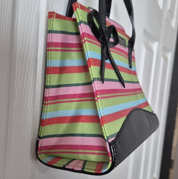 Kate Spade Vintage Small Colorful Striped Handbag With Bow - Picture 5 of 13